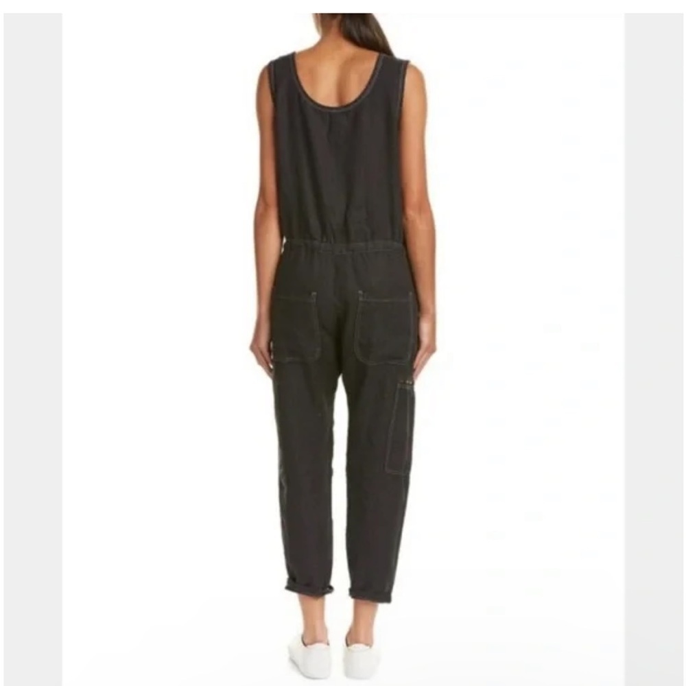 Current/Elliot zip cargo black linen jumpsuit - Picture 4 of 8